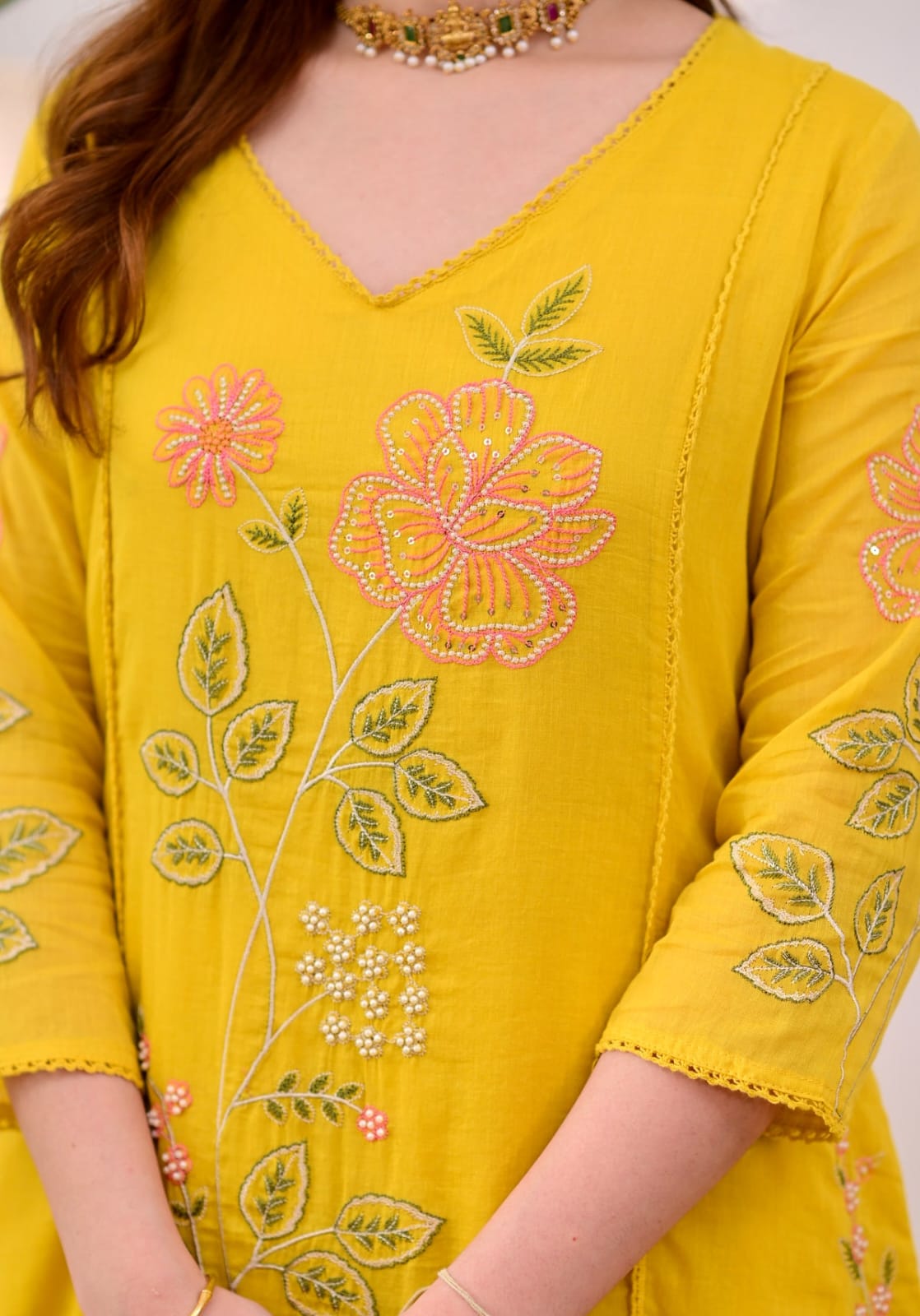 Yellow Embroidered Suit Set with Dupatta