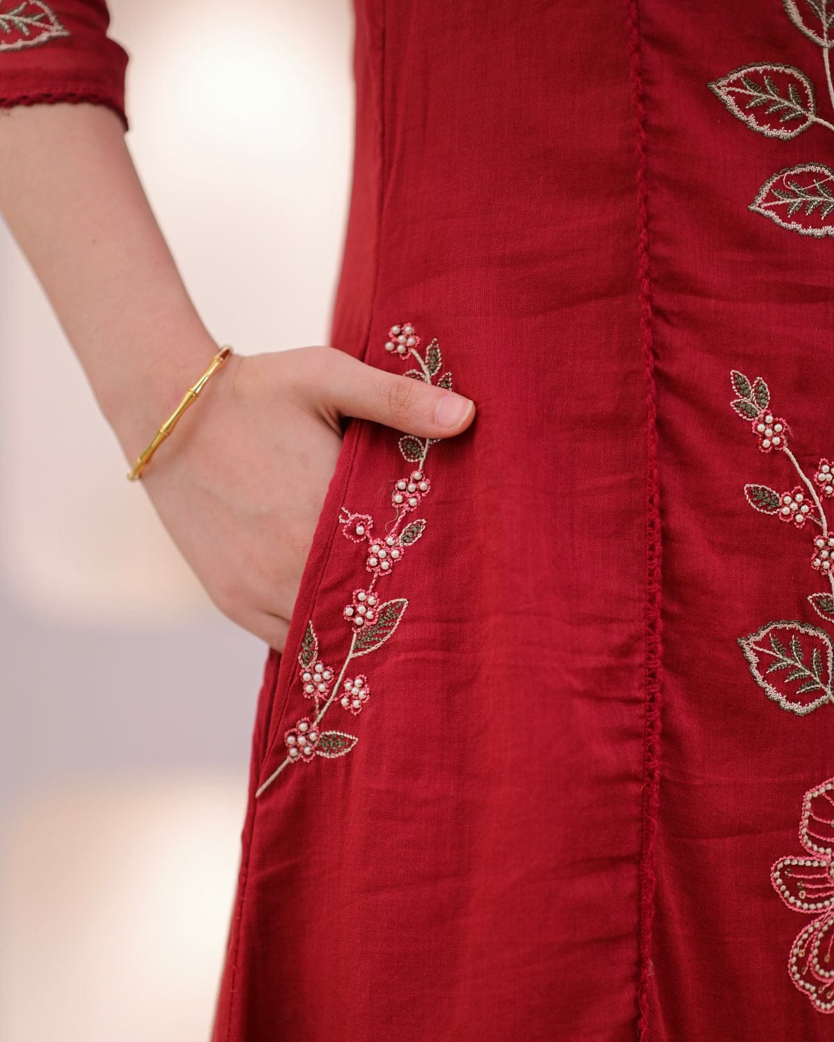 Maroon Embroidered Suit Set with Dupatta