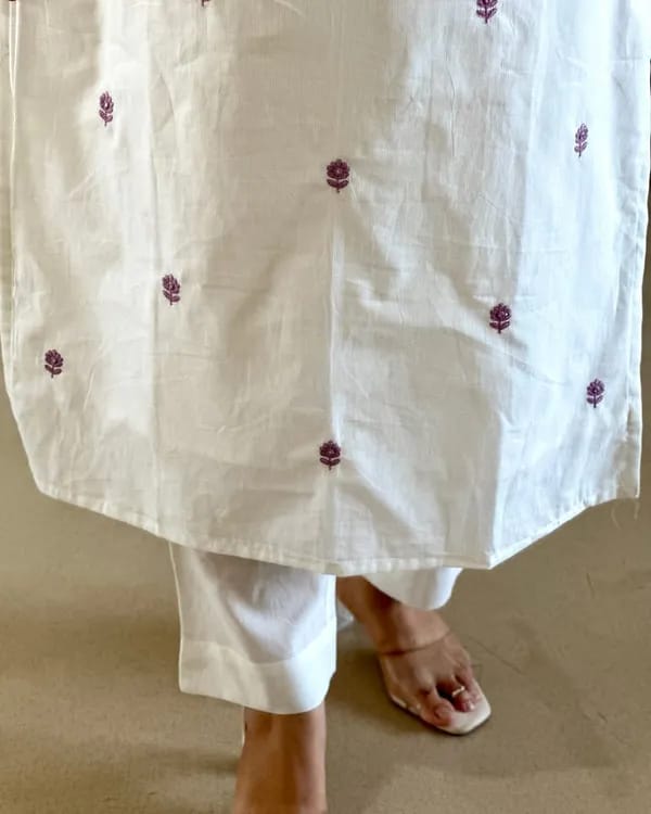 White Embroidered Suit Set with Dupatta