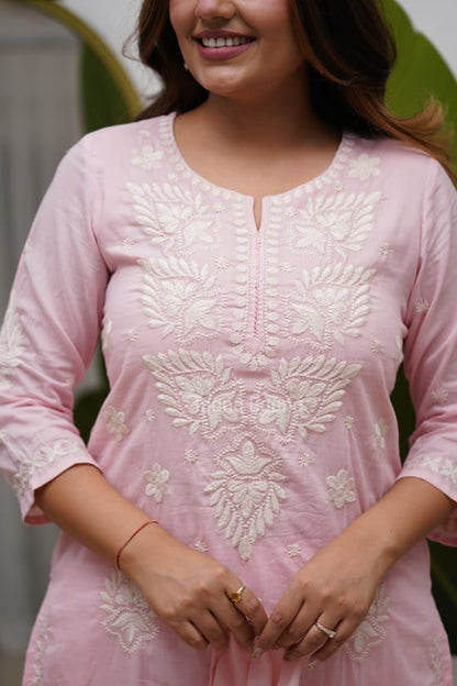 Pink Embroidered Suit Set with Dupatta