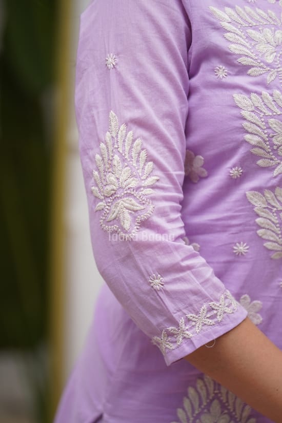 Purple Embroidered Suit Set with Dupatta