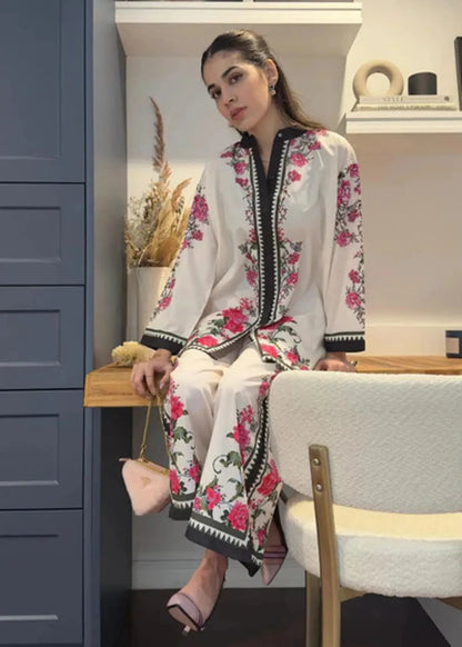 White and Pink Floral Cotton Co-ord Set