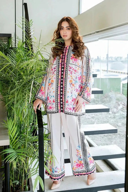 White Floral Printed Palazzo Co-ord Set